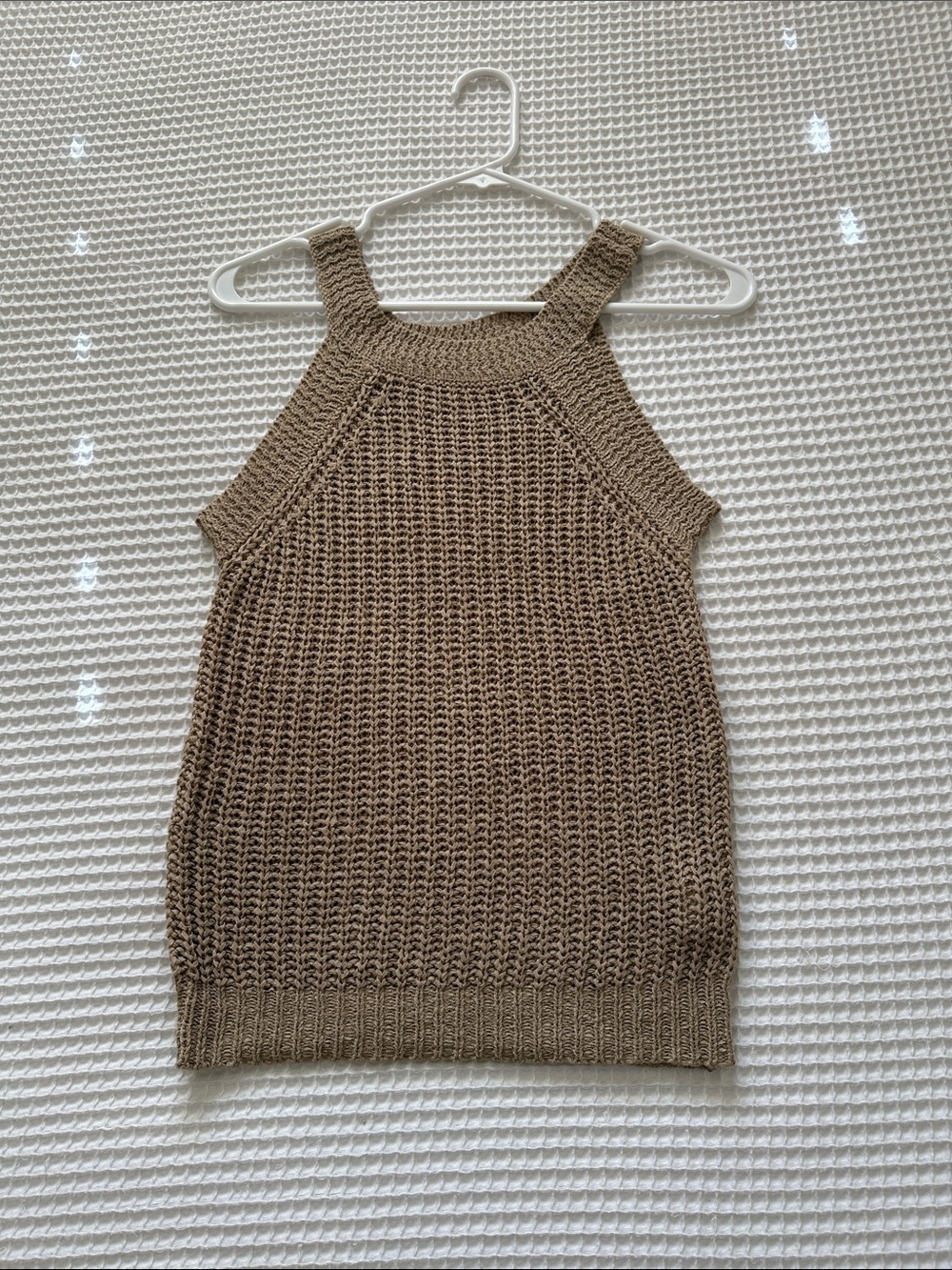 Knit Halter Tank in Taupe Beige
